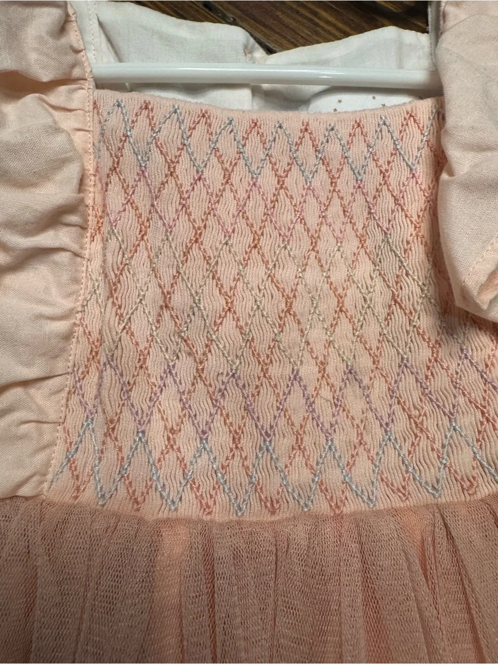 NWOT Girls Well Dressed Wolf peached smocked flutter dress Size 5 - Picture 5 of 8